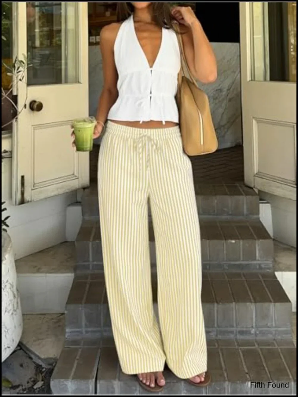 Women's Striped Gingham Wide Leg Palazzo Pajama Pants with Pockets